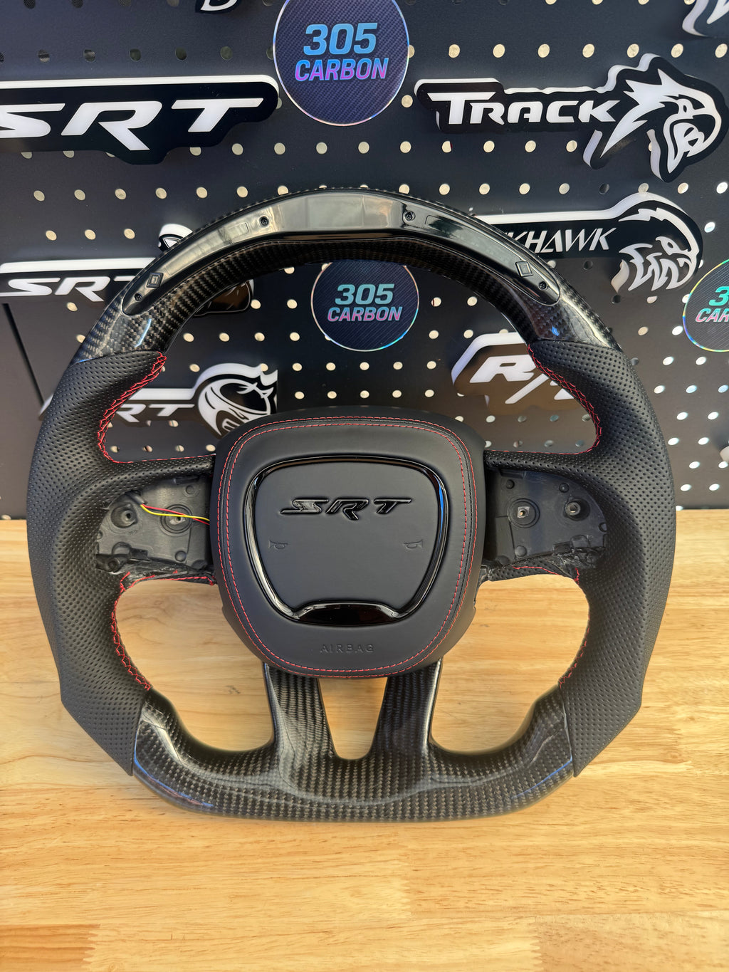 Dodge LED Carbon fiber Steering Wheel and LED Airbag Cover